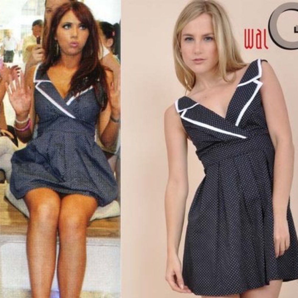 Vintage style 50s blue polka dot dress